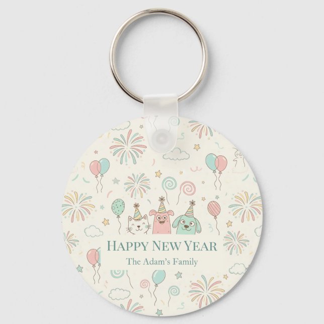 Joyful Happy New Year 2026 Keychain Nyckelring (Framsida)