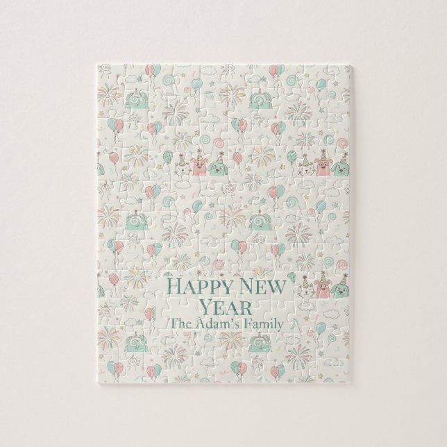 Joyful Happy New Year 2026 Kids Custom Name Pussel (Vertikal)