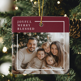 Joyful Merry Blessed Personalized Christmas Photo  Julgransprydnad Keramik