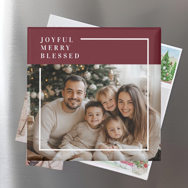 Joyful Merry Blessed Personalized Christmas Photo  Magnet (Skapare uppladdad)