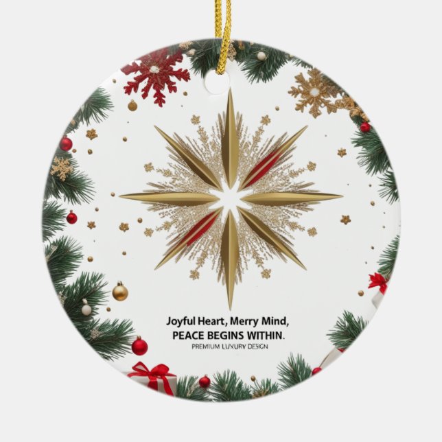 Joyful Merry Mind Ceramic Circle Ornament  (Framsidan)