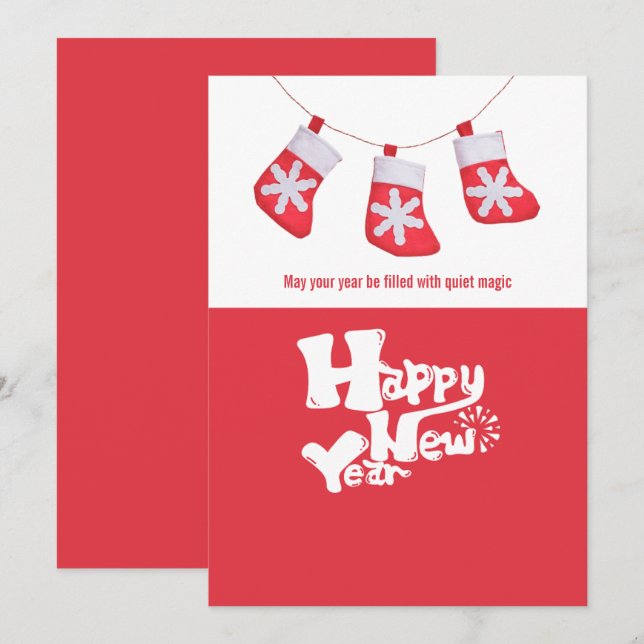 Joyful Minimalist Holiday Red Gift card  Julkort (Fram/baksida)