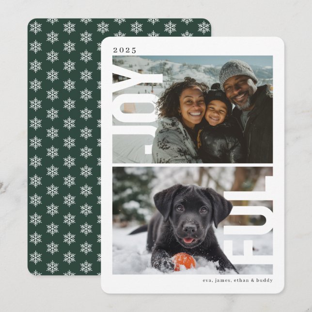 Joyful Modern PhotoPop Holiday Card Julkort (Fram/baksida)
