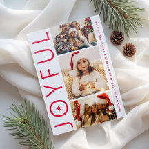Joyful Modern Three Photo Christmas