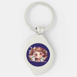 Joyful Moments with My Kitties Swirl Silverfärgad Nyckelring