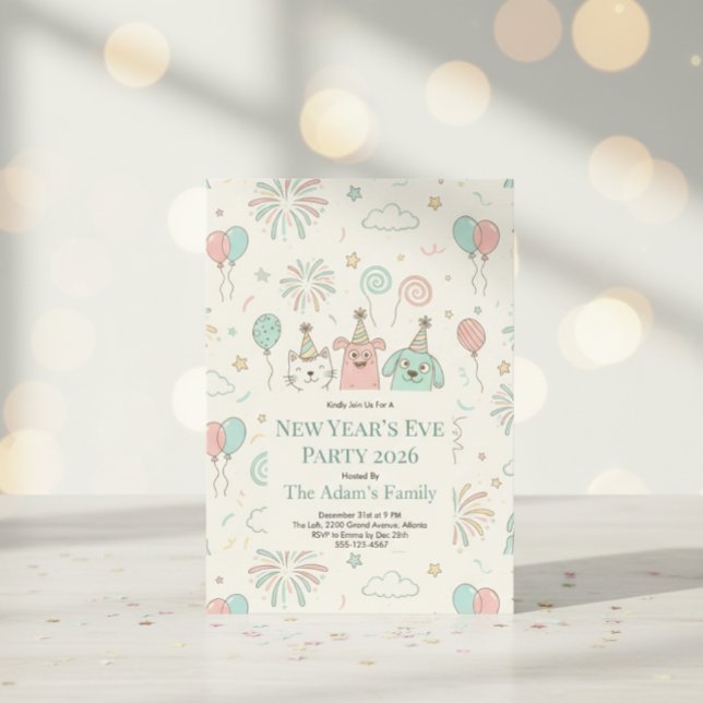 Joyful New Year’s Eve Party 2026 Invitation (Skapare uppladdad)