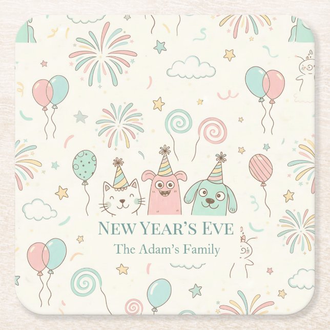 Joyful New Year’s Eve Party 2026  Underlägg Papper Kvadrat (Framsidan)