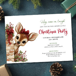 Joyful peeking reindeer instant download invite inbjudningar