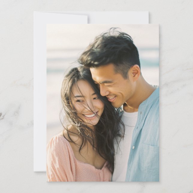 Joyful Pink Blue Romantic Photo Inbjudningar (Framsida)