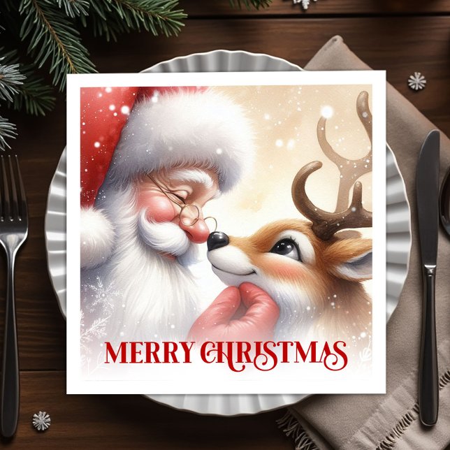 Joyful Santa and Rudolph Christmas Napkins Dinner  Pappersservett (Joyful Santa and Rudolph Christmas Napkins Dinner Party

)