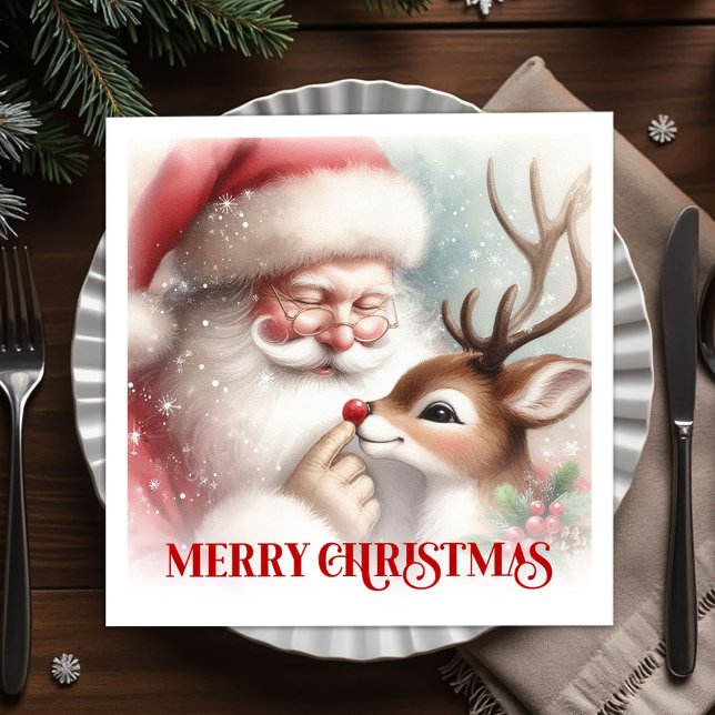 Joyful Santa Claus Rudolph Holiday Party Dinner  Pappersservett (Joyful Santa Claus Rudolph Holiday Party Dinner Napkins

)