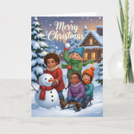 Joyful Snow Day Friends – Kids Christmas Card Kort