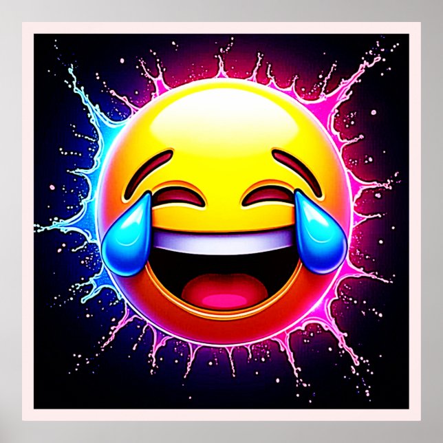 Joyful Splash: Laughing Emoji Art Poster (Framsidan)
