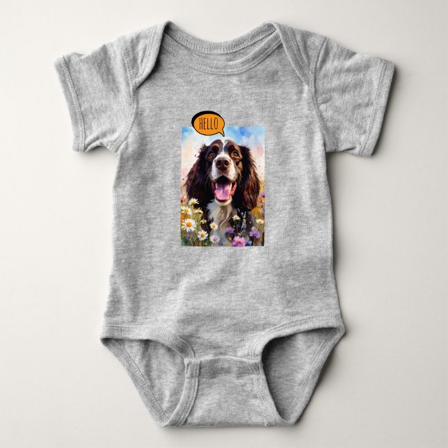 Joyful Springer Spaniel  in Watercolor T Shirt (Framsida)