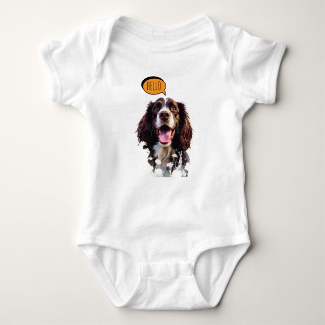 Joyful Springer Spaniel  in Watercolor T Shirt (Framsida)