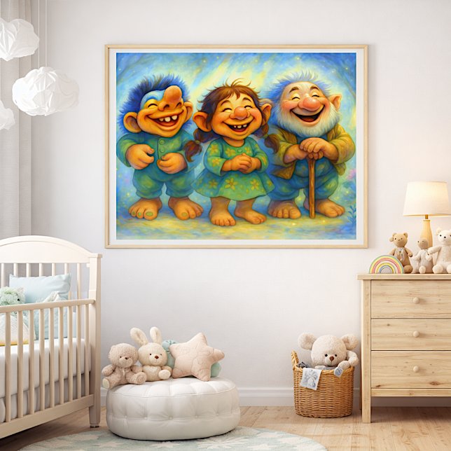 Joyful Storybook Friends Whimsical Children’s Wall Fototryck (Skapare uppladdad)
