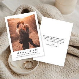 Joyful Tidings | Modern Newlywed Christmas Photo Julkort