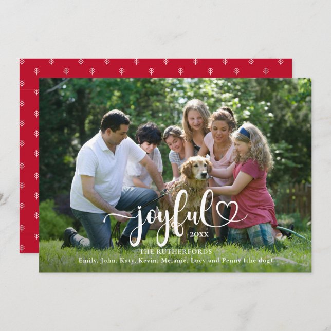 Joyful Two Photo Script Christmas Julkort (Fram/baksida)