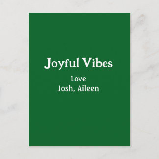 Joyful Vibes green Christmas holidays love family Helg Vykort
