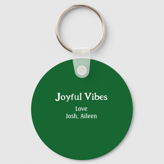 Joyful Vibes green Christmas holidays love family Nyckelring (Framsida)