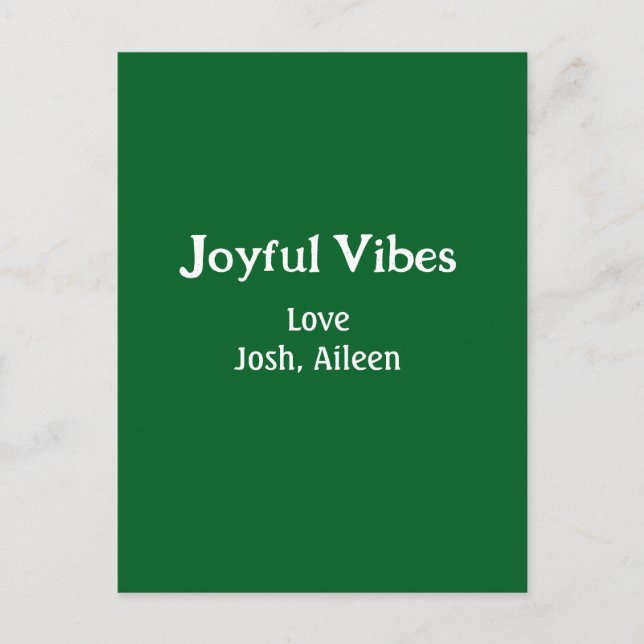 Joyful Vibes green Christmas holidays love family Vykort (Framsida)