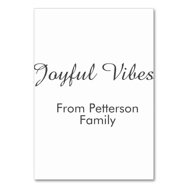 Joyful Vibes red Christmas add family name date  Bordsnummer (Framsidan)