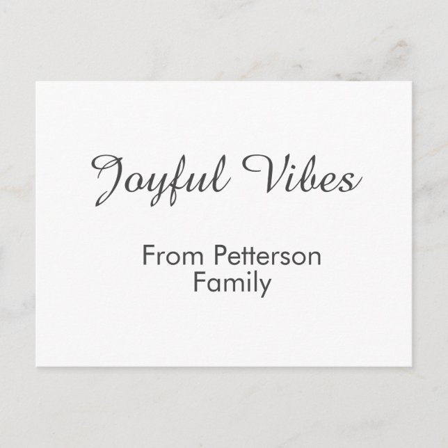 Joyful Vibes red Christmas add family name date  Helg Vykort (Framsida)