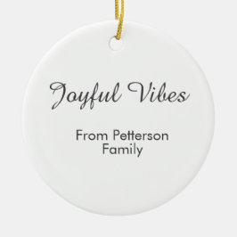 Joyful Vibes red Christmas add family name date  Julgransprydnad Keramik