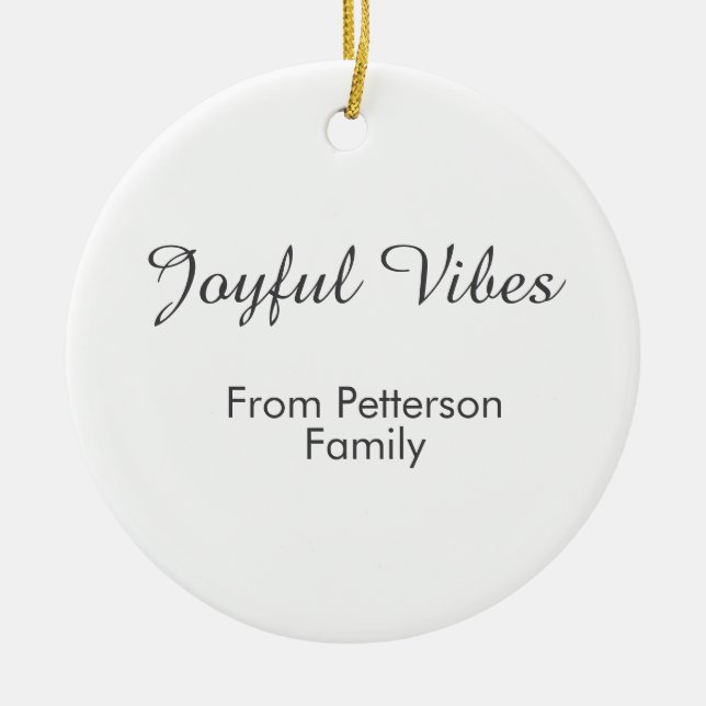 Joyful Vibes red Christmas add family name date  Julgransprydnad Keramik (Framsidan)