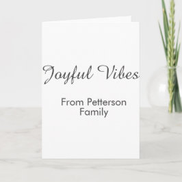 Joyful Vibes red Christmas add family name date  Kort