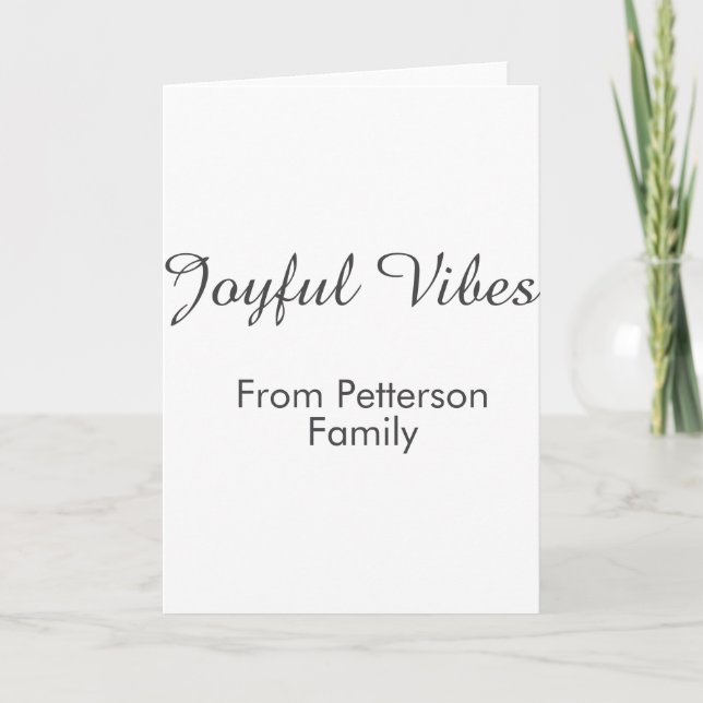 Joyful Vibes red Christmas add family name date  Kort (Framsida)