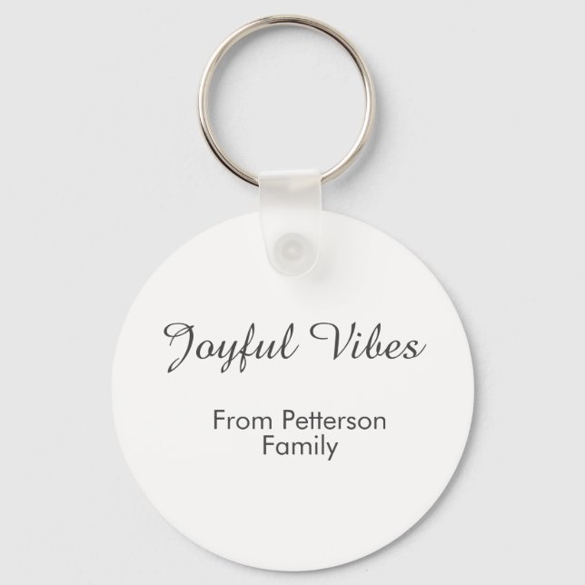 Joyful Vibes red Christmas add family name date  Nyckelring (Framsida)