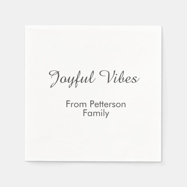 Joyful Vibes red Christmas add family name date  Pappersservett (Framsidan)