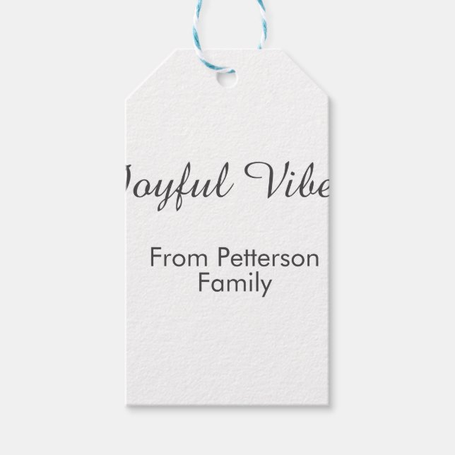 Joyful Vibes red Christmas add family name date  Presentetikett (Framsidan)