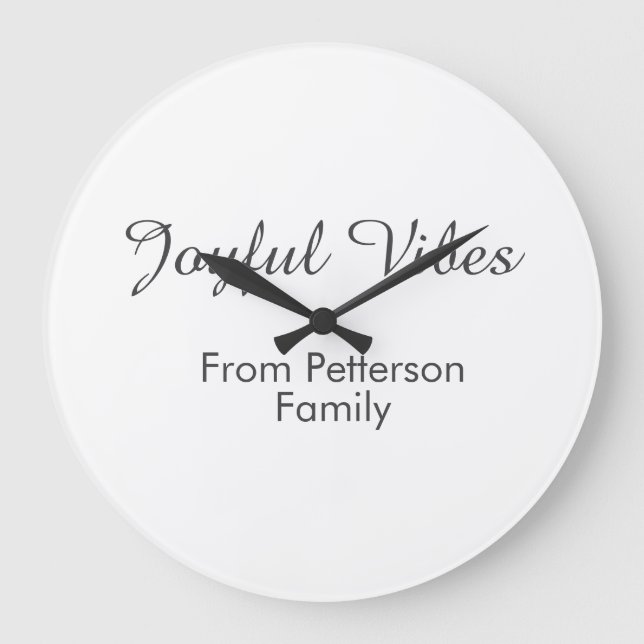 Joyful Vibes red Christmas add family name date  Stor Klocka (Framsida)