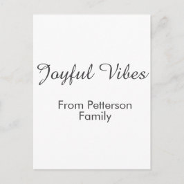Joyful Vibes red Christmas add family name date  Vykort