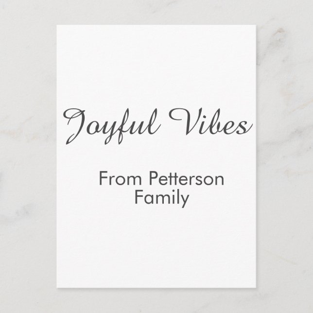 Joyful Vibes red Christmas add family name date  Vykort (Framsida)