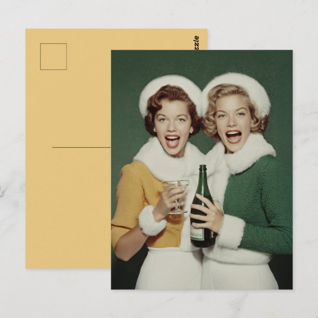 Joyful Winter Champagne Celebration Vykort (Fram/baksida)
