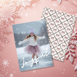 Joyful Winter Modern Script Christmas Photo Julkort