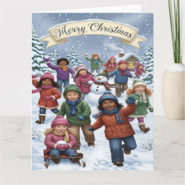 Joyful Winter Wonderland – Kids Merry Christmas Kort