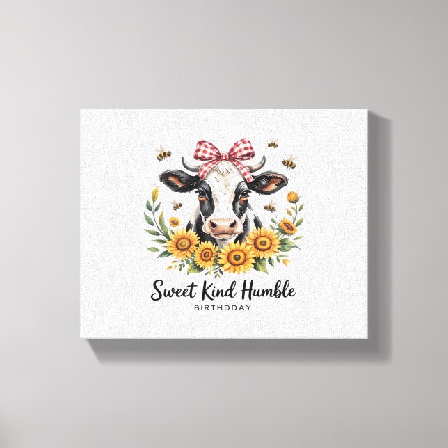 Joyfull jordgubbskädda Cow kärlek Classic T-Shi Canvastryck (Framsida)