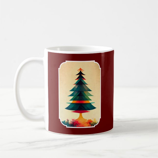 Joyfull Julgran Geometric Artsy Design Kaffemugg (Vänster)