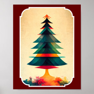 Joyfull Julgran Geometric Artsy Design Poster