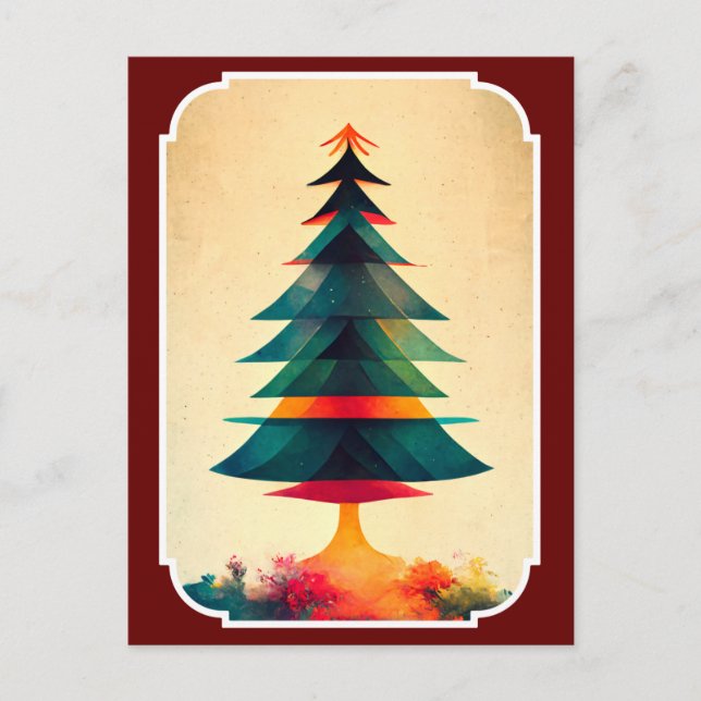 Joyfull Julgran Geometric Artsy Design Vykort (Framsida)