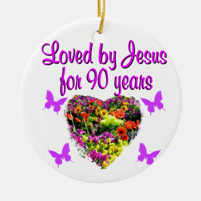 JOYOUS 90 YR OLD JULGRANSPRYDNAD KERAMIK (Framsidan)