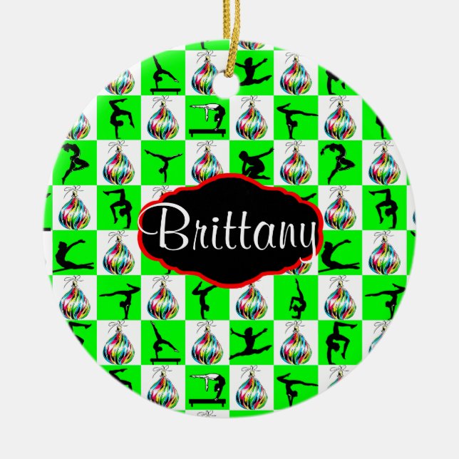 JOYOUS ANPASSNINGSBAR GYMNASTICS CHRISTMAS Ornamen Julgransprydnad Keramik (Framsidan)