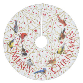 Joyous Backyard Birds & Winterbär jul Julgransmatta Fleece