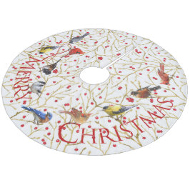 Joyous Backyard Birds & Winterbär jul Julgransmatta Fleece