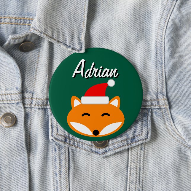 Joyous Christmas party buttons with cute Santa fox Knapp (In Situ)
