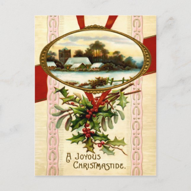 Joyous Christmastide Postcard Helg Vykort (Framsida)